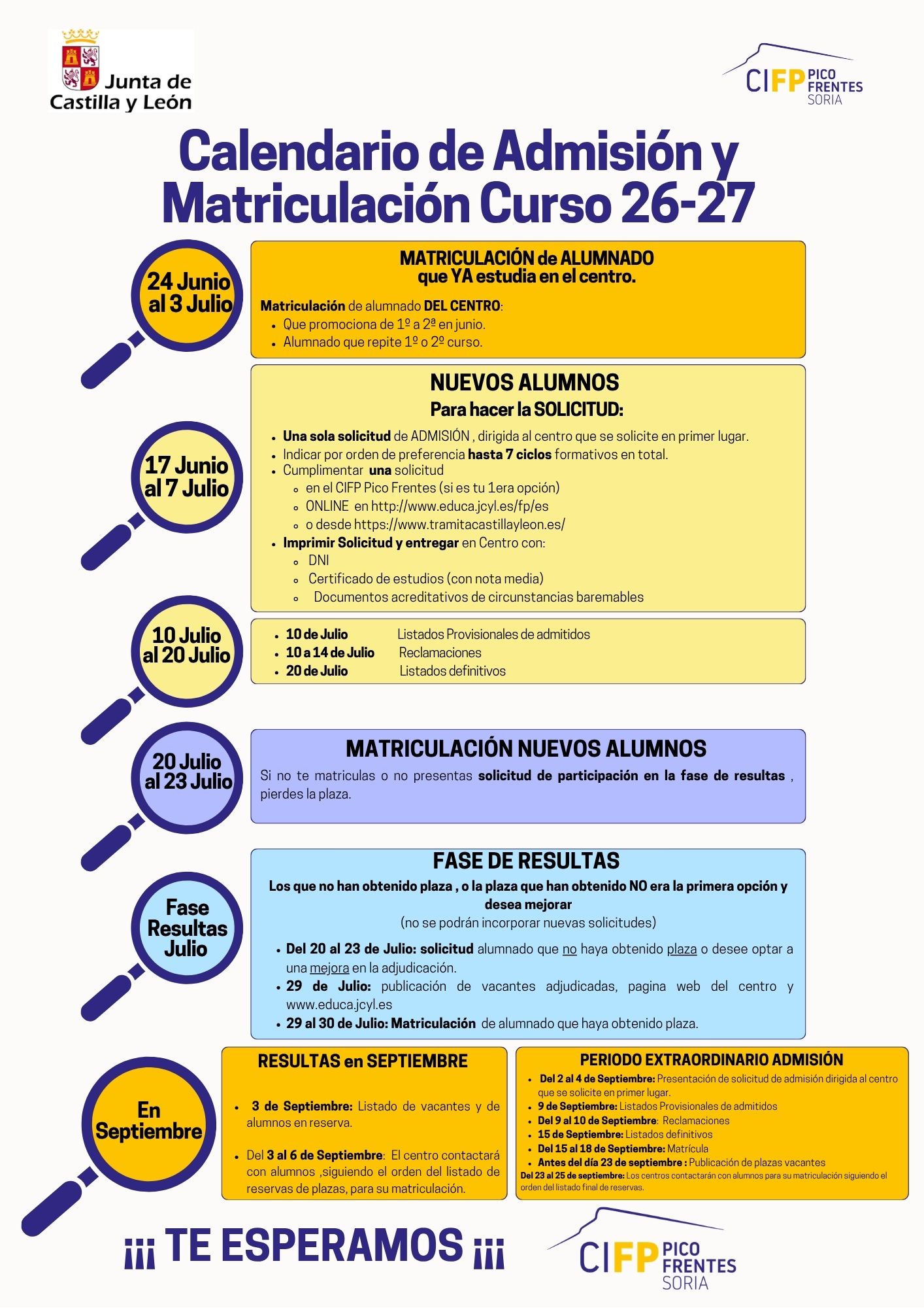Calendario ADMISIÓN 26-27